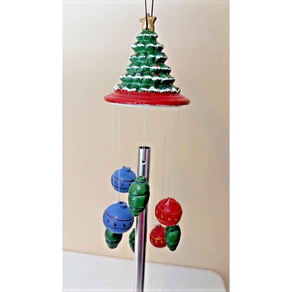 Vintage Porcelain Christmas Tree w/ Ornaments 24"Hanging Windchime
